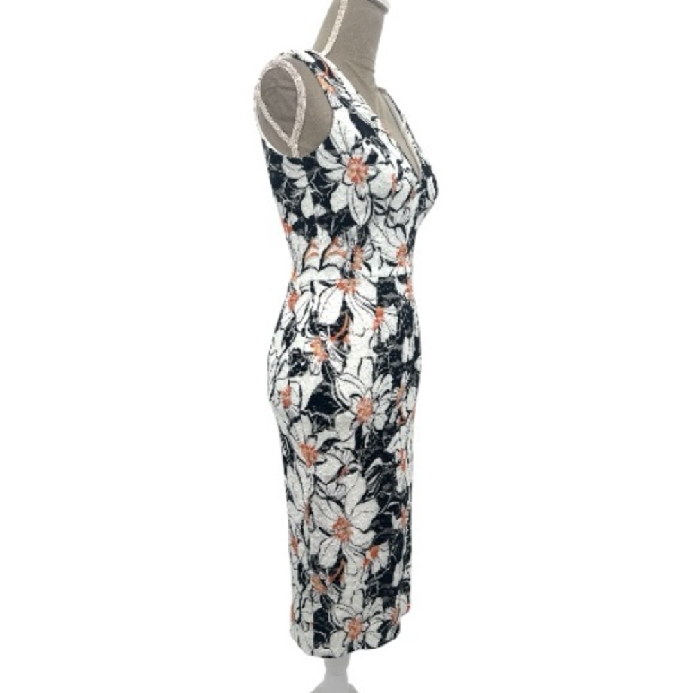 Dress The Population Alice Floral Lace Sheath Midi Dress Black White Size XS NWT - Picture 9 of 14